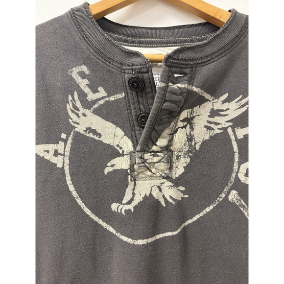 American Eagle Outfitters Vintage Fit Henley Sweatshirt Gray Men's Large - Picture 3 of 9